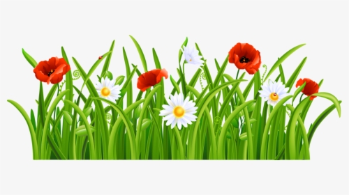 Grass With Flower Png Png - Flowers Grass Clip Art, Transparent Png, Free Download