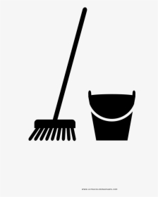 Transparent Broom Png - Broom And Bucket Black And White, Png Download, Free Download