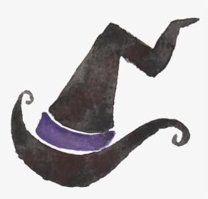 Black Watercolor Hand Painted Wizard Hat Transparent - Otter, HD Png Download, Free Download