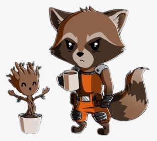 #rocket #groot #cute #chibi #hannah - Rocket Guardians Of The Galaxy Cartoon, HD Png Download, Free Download
