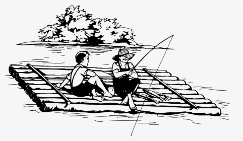 Fishing From A Raft Clip Arts - Raft Clipart Black And White, HD Png Download, Free Download