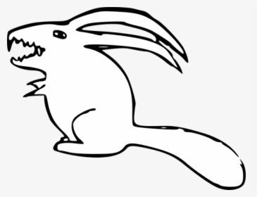 Scary Rabbit Drawing - Snowshoe Hare Cartoon, HD Png Download, Free Download