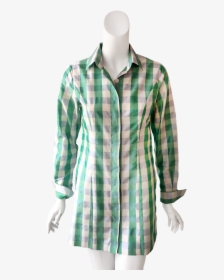 Charlotte Top In Green Check Silk - Plaid, HD Png Download, Free Download