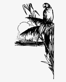 Tropical Parrot Clip Arts - Black White Tropical Art, HD Png Download, Free Download