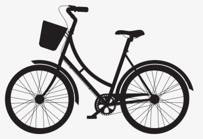 Cycling Clipart Human Silhouette - Bike With Basket Clip Art, HD Png Download, Free Download
