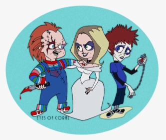 “ Beetlejuice Toon Style Chucky Fam basically I Drew - Chucky And Tiffany Cartoon, HD Png Download, Free Download