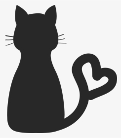 Sphynx Cat Kitten Silhouette Drawing Clip Art - Cat Silhouette With Heart Tail, HD Png Download, Free Download