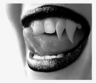 Sexy Girl Vampire Fangs - Black Lipstick With Fangs, HD Png Download, Free Download