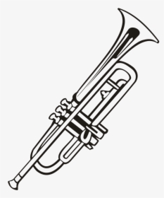 Trumpet, Music, Instrument Music, Notes, Vector Drawing - Trumpet Coloring Page, HD Png Download, Free Download