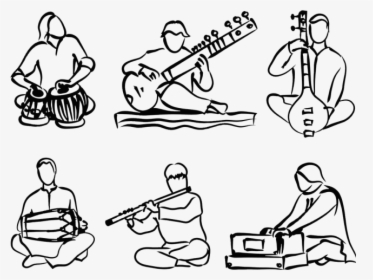 Transparent Indian Clipart Black And White - Indian Musical Instruments Clipart Black And White, HD Png Download, Free Download