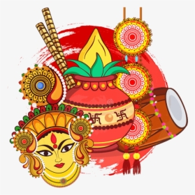 Navratri - Durga Maa Rangoli Design, HD Png Download, Free Download