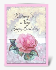 Pink Rose, Birthday Wishes Greeting Card - Christmas Card, HD Png Download, Free Download