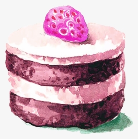 Pastry Drawing Watercolor - Cake Drawing With Color, HD Png Download, Free Download