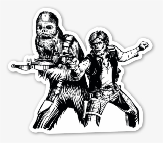 Chewbacca And Han Solo Skull Sticker - Han Solo Und Chewbacca Vector, HD Png Download, Free Download