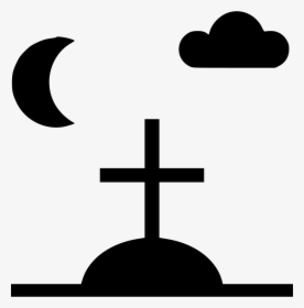 Night Stone Grave Cross Moon Cloud, HD Png Download, Free Download