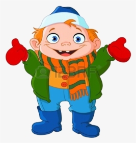 Coat Clip Art Wear Clipart Winter Pencil And In Color - Cartoon Winter Boy, HD Png Download, Free Download