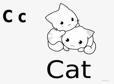 White Cat Animal Free Black Clipart Images Clipartblack - Cute Drawing Of Kittens, HD Png Download, Free Download