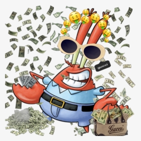 Krabs In His Natural Habitat - Raining Money Gif Png, Transparent Png, Free Download