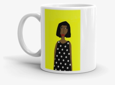 Woman In Polka Dot Dress With Yellow Background Ceramic, HD Png Download, Free Download