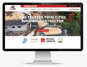Beautiful Responsive Roofing Websites - Computer Monitor, HD Png Download, Free Download