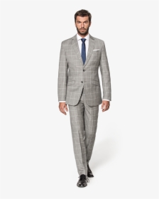 Grey Checked Wool Suit - Formal Wear, HD Png Download, Free Download
