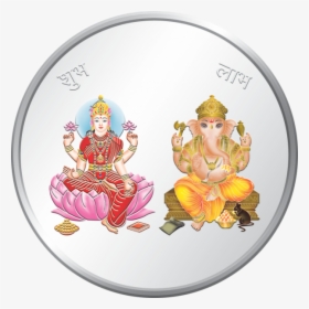 Moah Lakshmi Ganesh Coin, 10 Gram, 999 Purity, Enameled, - Colored Silver Coin Lakshmi Ganesh, HD Png Download, Free Download