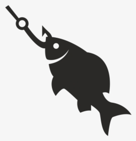 Fish Hook Angling Ice Fishing - Fish On Hook Silhouette, HD Png Download, Free Download