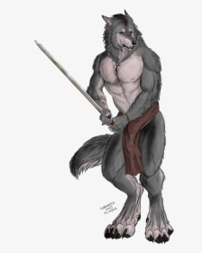 Drawn Werewolf Sword - Werewolf With Sword Art, HD Png Download, Free Download