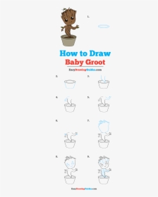 How To Draw Baby Groot - Step By Step How To Draw Baby Groot, HD Png Download, Free Download
