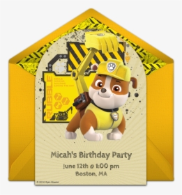 Paw Patrol Rubble Birthday Invitation, HD Png Download, Free Download