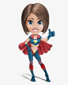 Cute Superhero Girl Cartoon Vector Character Aka Gamma - Super Hero Caricature Body Format, HD Png Download, Free Download