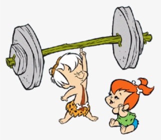 Pebbles Looking At Bamm Bamm Rubble-fd209 - Bam Bam Lifting Weights, HD Png Download, Free Download