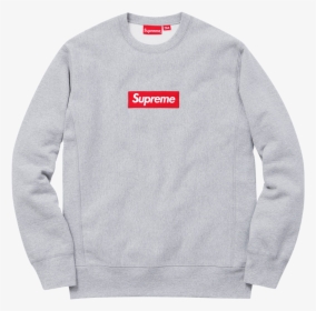 Supreme Box Logo Crewneck - Supreme Grey Sweatshirt, HD Png Download, Free Download