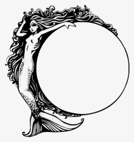 Picture Frame,line Art,coloring Book - Vintage Mermaid Clip Art, HD Png Download, Free Download