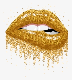 #lips #glitter #gold #golden #sparkles #sexy #goldenlips - Dripping Lips Clip Art, HD Png Download, Free Download