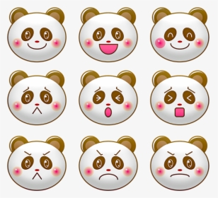Kawaii Panda Emoji, Panda Face, Emotions, Panda, Kawaii - Gambar Pola Panda Lucu, HD Png Download, Free Download