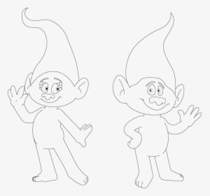 Dreamworks Trolls Lineart - Cartoon, HD Png Download, Free Download