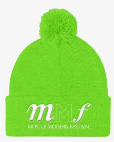 Mmf Logo White Transparent 01 Mockup Front Neon Green - Beanie, HD Png Download, Free Download