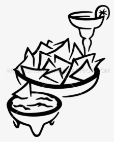Snack Drawing Chip Salsa For Free Download - Drawing Of Chips And Salsa, HD Png Download, Free Download
