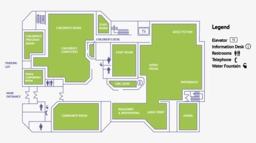 Top-floor - Public Library Floor Plan, HD Png Download, Free Download