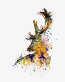 Colourful Deer Head Painting, HD Png Download, Free Download