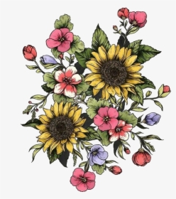 Flowers, Png, And Overlay Image - Sunflower And Other Flowers, Transparent Png, Free Download