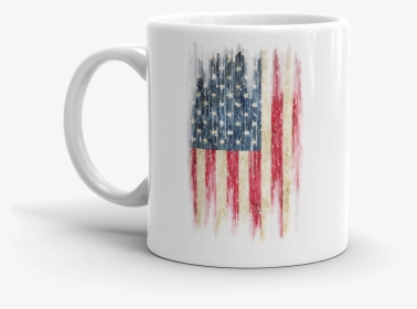 Grunge Print Of American Flag On White Coffee Mug"  - Mug, HD Png Download, Free Download