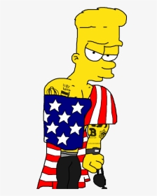Sexy Muscle Bart Simpson With American Flag By Dgm-art - Sexy Bart Simpson, HD Png Download, Free Download