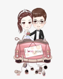 Bride Couple Marriage Cartoon Wedding Free Clipart - Just Married Car, HD Png Download, Free Download