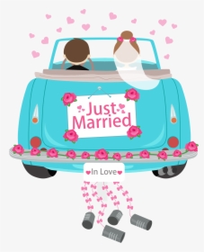 Transparent Just Married Car Clipart - Wedding Car Cartoon, HD Png Download, Free Download