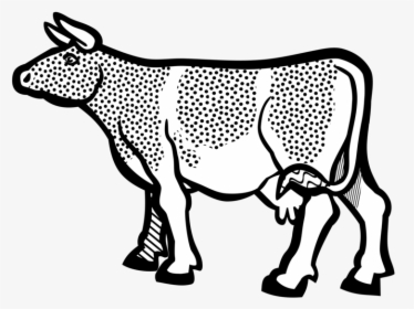 Transparent Calf Clipart - Cow Cartoon Black And White, HD Png Download, Free Download