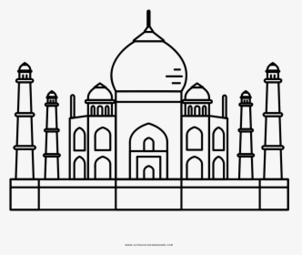 Taj Mahal Coloring Page - Taj Mahal Outline Drawing, HD Png Download, Free Download