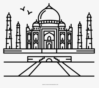 Taj Mahal Coloring Page - Seven Wonders Of The World For Drawing, HD Png Download, Free Download