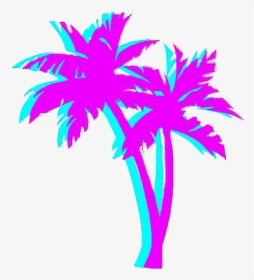 Palmtree Palm Night Japan Tumblr Aesthetic 80"s Blue - Vaporwave Palm Tree Png, Transparent Png, Free Download